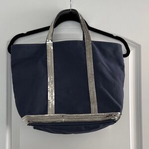 Vanessa Bruno Navy Tote with Metallic Details